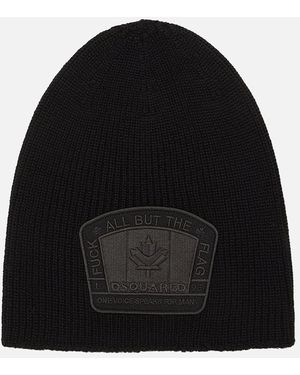 DSquared² Flag Beanie Hat - Black