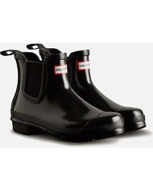 HUNTER Original Chelsea Gloss Rubber Wellington Boots - Black