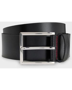 BOSS Hugo Giaspo Leather Belt With Logo Keeper - Black