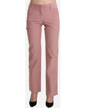 Ermanno Scervino Mid Waist Straight Trousers With Zipper Closure - Pink