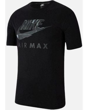 Nike Air Max T Shirt Short Sleeve Crew Neck Regular Fit Casual Cotton Tee - Black