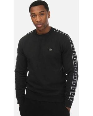 Lacoste Logo Stripe Jogger Sweatshirt - Black