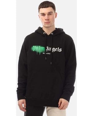 Palm Angels Milano Sprayed Logo Hoodie - Black