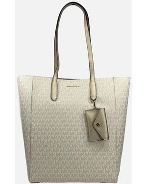 Michael Kors Vincent Leather Tote With Card Case - Natural