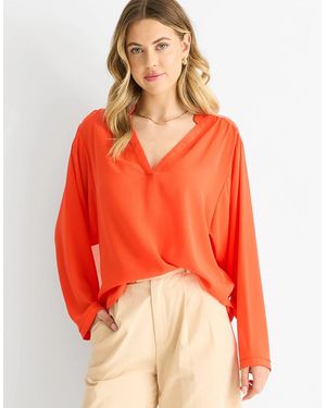 Gini London Textured Chiffon Oversized Blouse - Orange