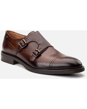 Base London London Taper Leather Double Monk Shoes - Brown