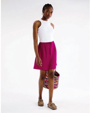 OMNES Nessa Drawcord Mini Skirt - Red