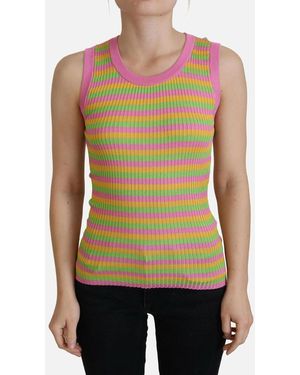 Dolce & Gabbana Ribbed Knit Tank Top Tsh8073 - Green