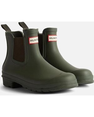 HUNTER Original Chelsea Boot Rubber Dark Wellington Boots - Green