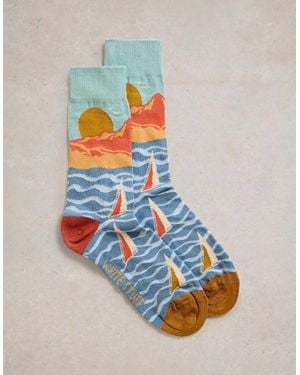White Stuff Sailing Scenic Ankle Sock - Blue