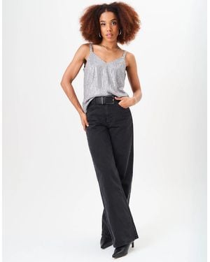 Gini London Sequin V Neck Cami Top - Blue