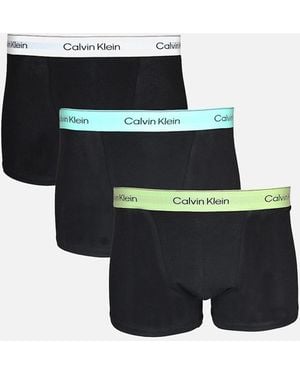 Calvin Klein 3-Pack Icon Cotton Stretch Relaxed Fit Boxer Trunks - Black