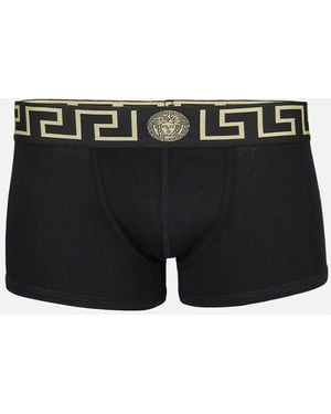 Versace Greca Border Low Rise Boxer Trunks - Black