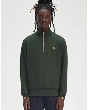 Fred Perry Half Zip Sweatshirt - Green