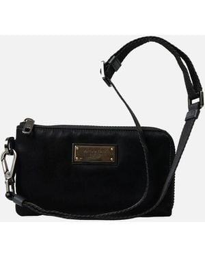 Dolce & Gabbana Stylish Grained Nylon Pouch With Alvanic Plaque Detail - Black