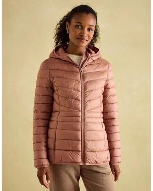 Joules Kenley Showerproof Hooded Puffer Jacket - Pink