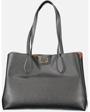 Twinset Sophisticated Tote Bag With Dual Compartments And Central Pocket - Black