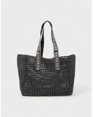 Palm Angels Raffia Tote Bag - Black