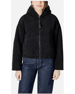 Calvin Klein Sherpa Hooded Cropped Zip-Up Jacket - Blue