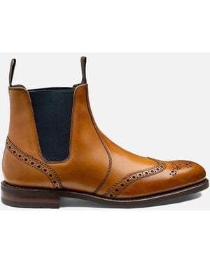 Loake Hoskins T Calf Brogue Chelsea Boot Tan - Brown