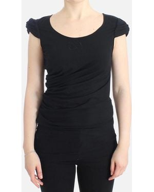 Roberto Cavalli Jersey Top Scoop Neck Short Sleeve - Black