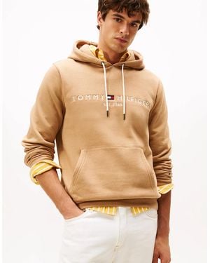 Tommy Hilfiger Tommy Logo Flex Fleece Hoodie - Natural