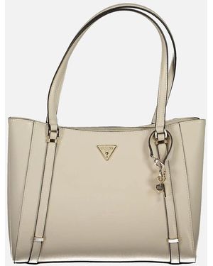 Guess Chic Polyethylene Daryna Bag With Multiple Compartments - Natural