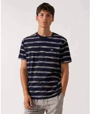 GANT Striped Crew Neck Short Sleeve T-Shirt - Blue