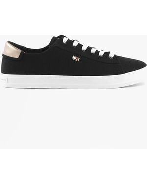 Tommy Hilfiger Canvas Metallic Heel Trainers - Black