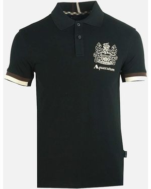 Aquascutum Aldis Crest Logo Polo Shirt - Black
