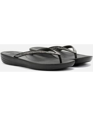 Fitflop Iqushion Sparkle Rubber Flip Flops - Black