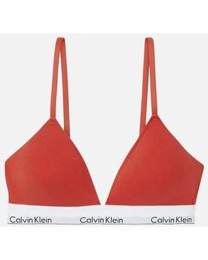 Calvin Klein Modern Cotton Lightly Lined Triangle Bra, Molten - Red