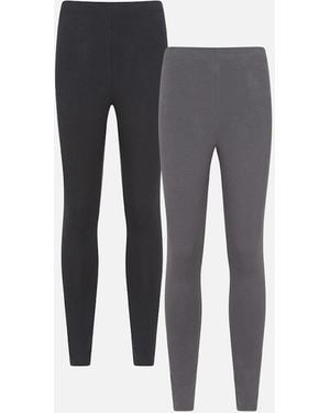 Mountain Warehouse Ladies Cotton Blend Midweight Leggings (Pack Of 2) - Grey