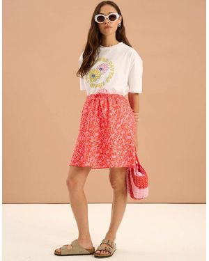 OMNES Nessa Floral Drawcord Mini Skirt - Pink