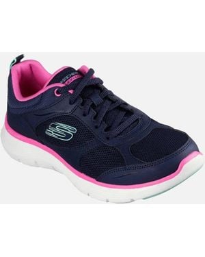 Skechers Ladies Flex Appeal 5.0 Fresh Touch Leather Trainers - Blue