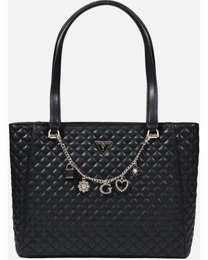 Guess Handbag With Zip And Inside Pockets - Black