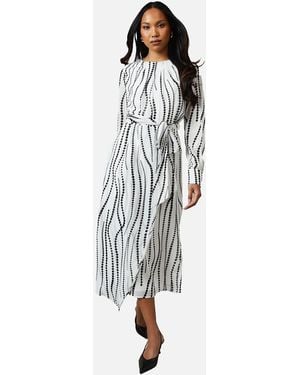 PRINCIPLES Ladies Mono Pleated Midi Dress - White