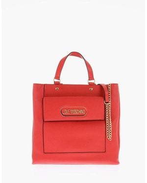 Moschino Solid Zip Closure Eco-Leather Handbag - Red