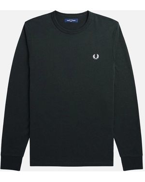 Fred Perry Laurel Wreath Gunmetal Long Sleeve T-Shirt - Black