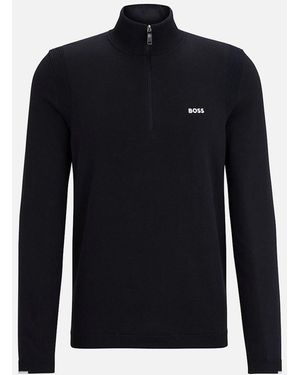 BOSS Boss Ever-X_Qz Half Zip Knitwear Dark - Blue