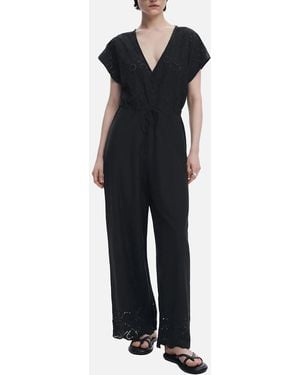 Desigual V-Neck Short Sleeve Jumpsuit - Blue