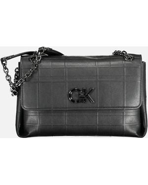 Calvin Klein Sophisticated Shoulder Bag With Two Compartments And Chain Handles - Black