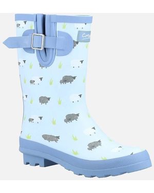 Cotswold Farmyard Mid Rubber Sheep Wellington Boots - Blue