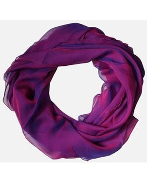 Dolce & Gabbana Silk Wrap Shawl Scarf With Logo Details - Purple