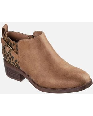 Skechers Bobs Wander Luxe Textile Chestnut Heeled Ankle Boots - Brown
