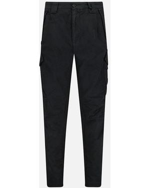 C.P. Company Stretch Sateen Utility Cargo Lens Trousers - Black