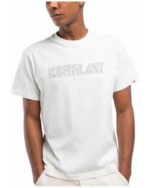 Replay Logo Carrier T Shirt - White