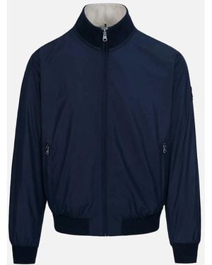 Sandbanks Reversible Nylon Funnel Bomber/Stone - Blue