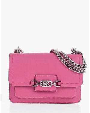 Michael Kors Polished Leather Shoulder Bag With Magnet Closing - Pink