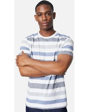 MAINE Feeder Block Stripe T-Shirt - White